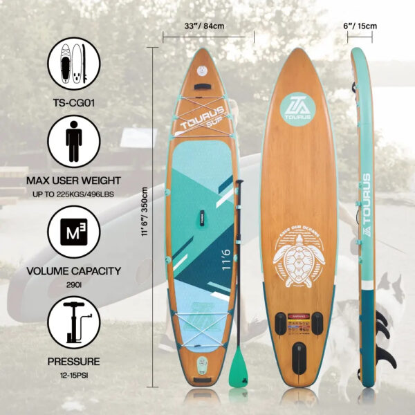 TOURUS 11'6 Touring Wooden Stand Up Paddle Board – Bild 3